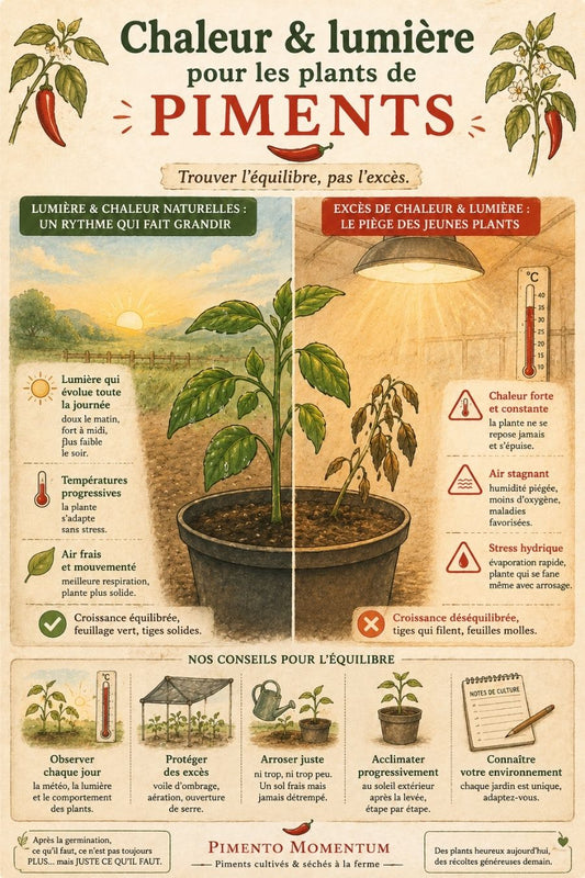 Lumière et chaleur pour un plant de piment