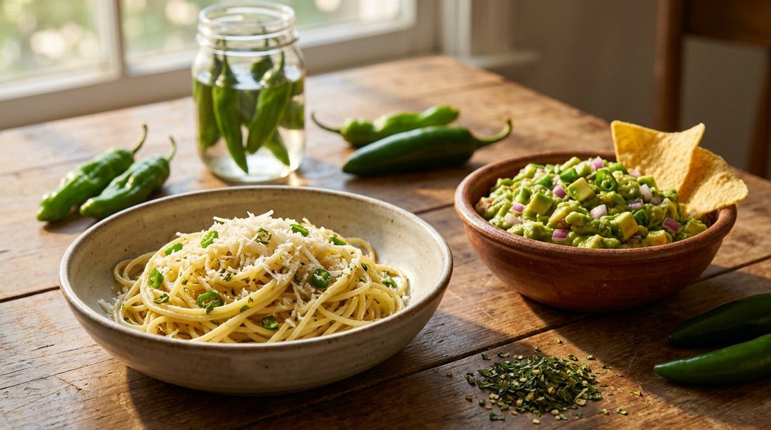 delicieux repas preparé avec des piments verts
