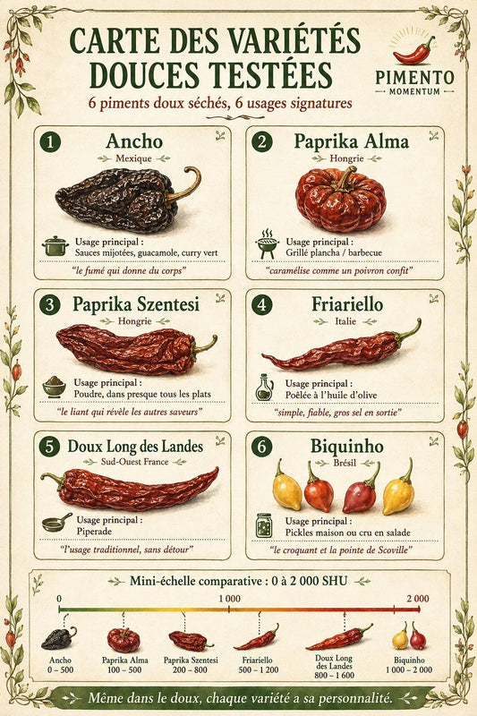 Piment doux séché : comment je les utilise en cuisine, variété par variété.