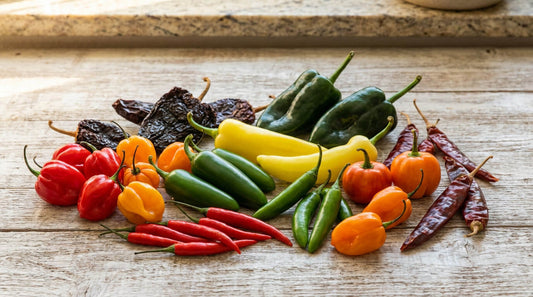 Chaque piment a un goût diffèrent qu'il soit frais ou séché, présentation d'un ensemble de piments sous plusieurs formes