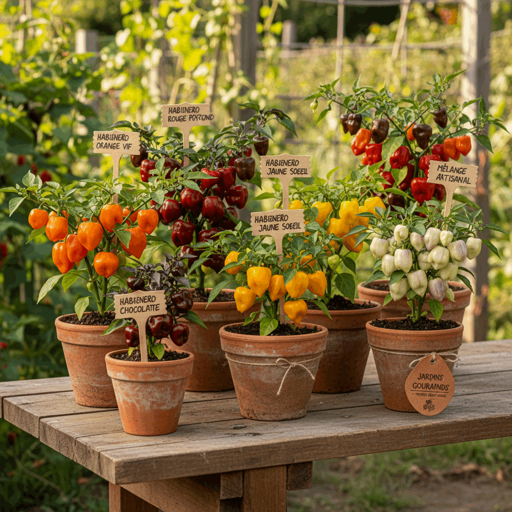 Collection Habanero : 5 plants de piment de couleurs différentes + 1 plant surprise offert!