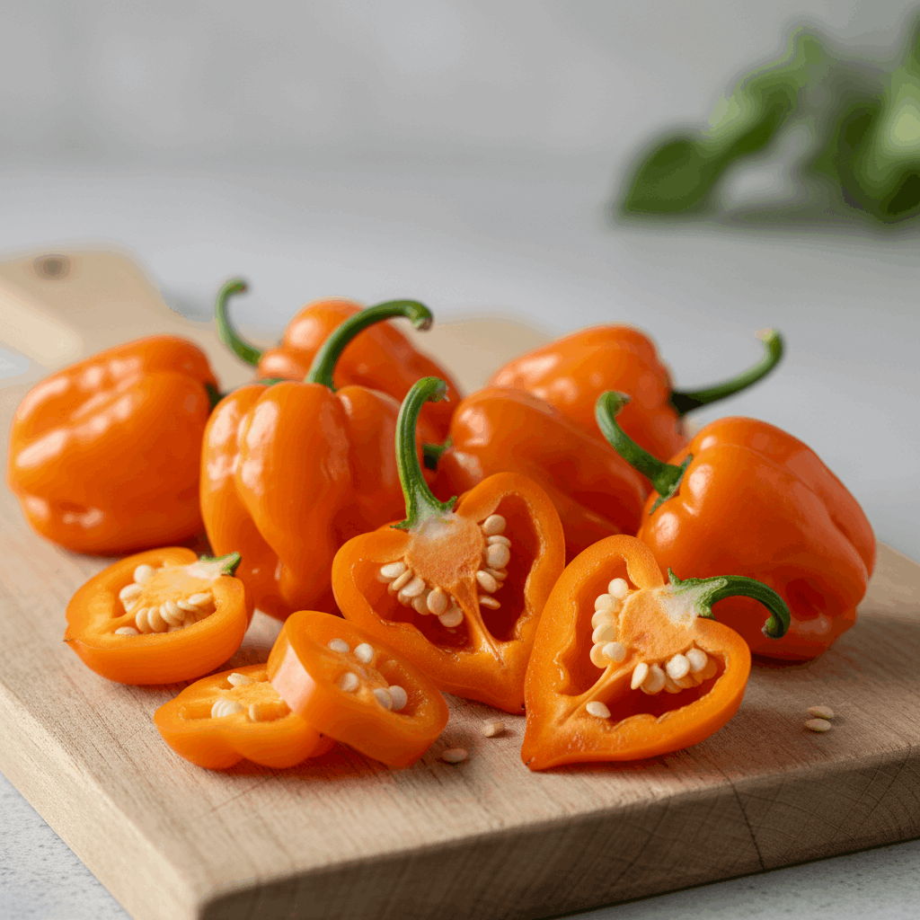 Le NuMex Orange Dulce est un&nbsp;habanero révolutionnaire du Nouveau-Mexique&nbsp;: saveur et arôme habanero authentiques&nbsp;sans la chaleur&nbsp;! Développé par l'Université du Nouveau-Mexique, cette variété chinense douce offre une&nbsp;chaleur quasi-inexistante (1/10)&nbsp;de seulement 500 à 800 SHU. Forme classique&nbsp;lanterne habanero&nbsp;de 5-6 cm, orange éclatant à maturité.&nbsp;Saveur fruitée citronnée tropicale&nbsp;identique à l'habanero orange classique avec&nbsp;arôme d'abricot intense&nb