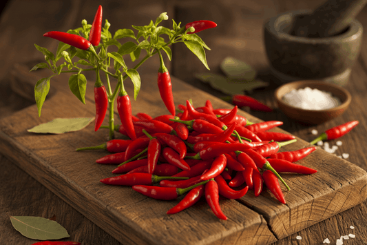 Le Red Chili Small ou "Petit Piment Rouge" est un authentique piment oiseau type Bird's Eye ! Cette variété compacte offre une chaleur intense (7-8/10) de 50 000 à 100 000 SHU. Petits fruits de 3-5 cm, rouge vif éclatant, très pointus, avec pointe vers le haut s'il est encore sur le plant. Chaleur immédiate et franche. Plante très productive de 40-60 cm. Incontournable cuisine asiatique et africaine !