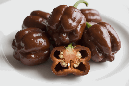 piment Habanero chocolat dans une assiette blanche